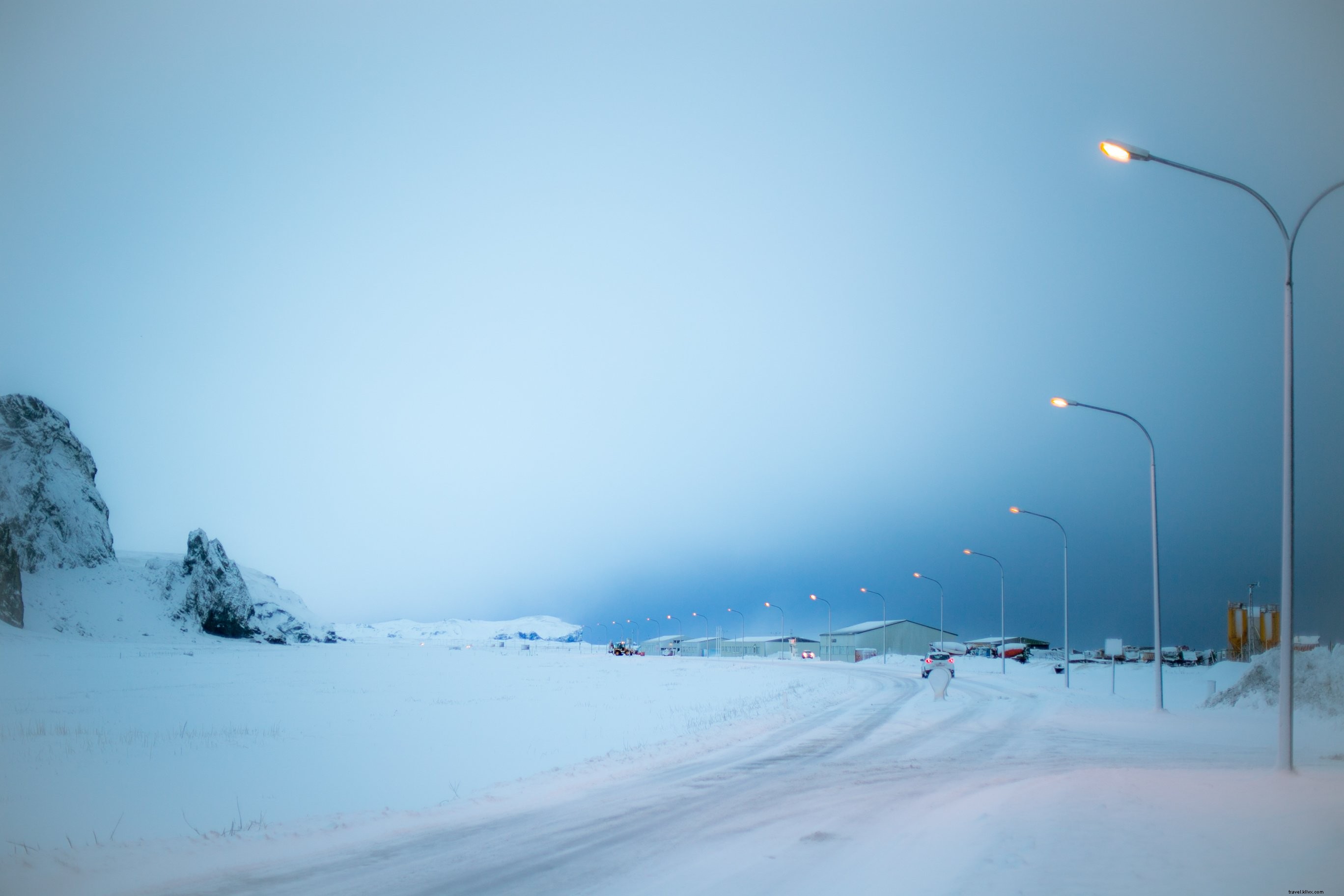 Les réverbères scintillent en Islande – Photo d hiver
