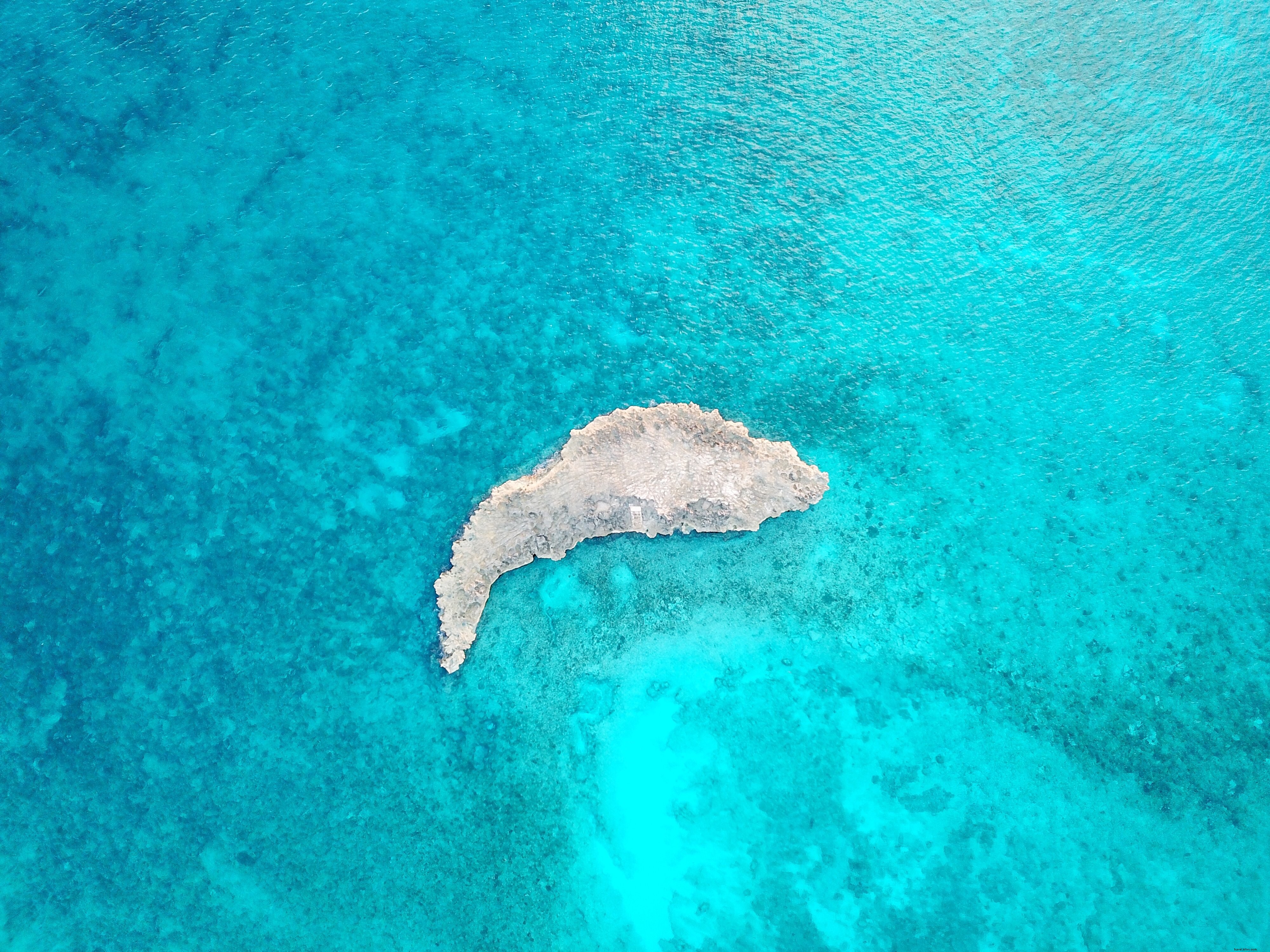 Petite île rocheuse au cœur de l océan bleu – photo en surface