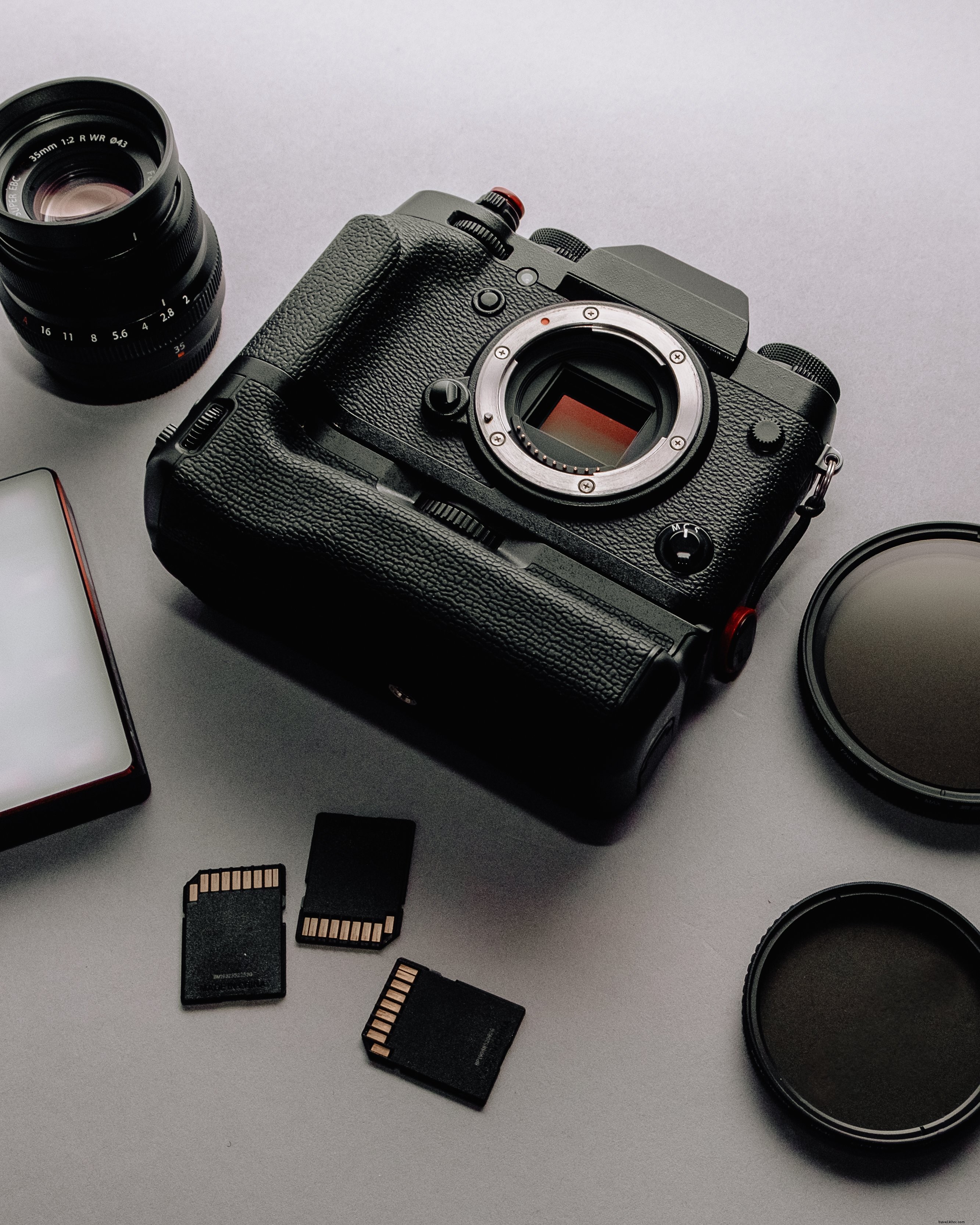 Objectif d’appareil photo et cartes mémoire