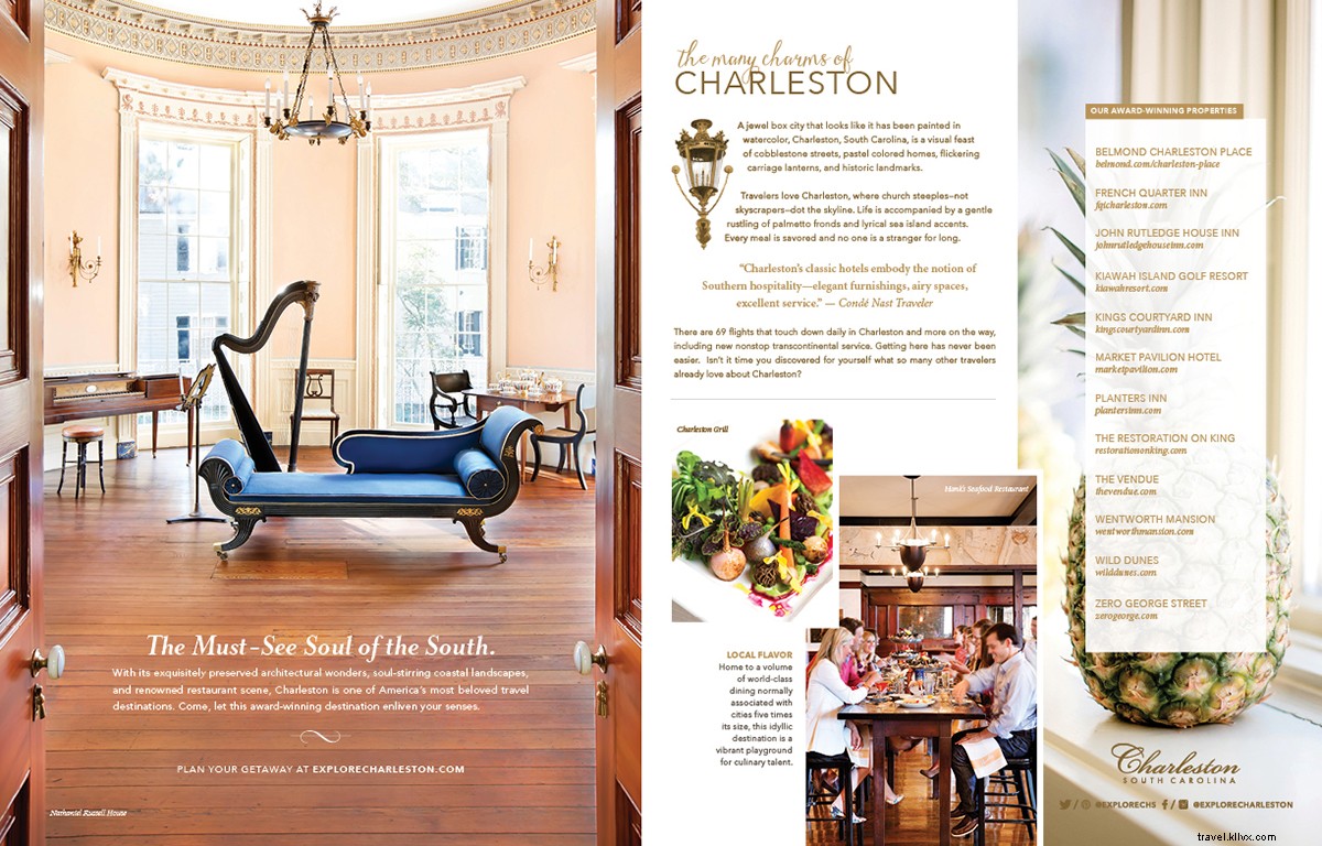 Annonce : Charleston élue ville n°1 des petites villes américaines aux Readers Choice Awards 2015 de Condé Nast Traveler
