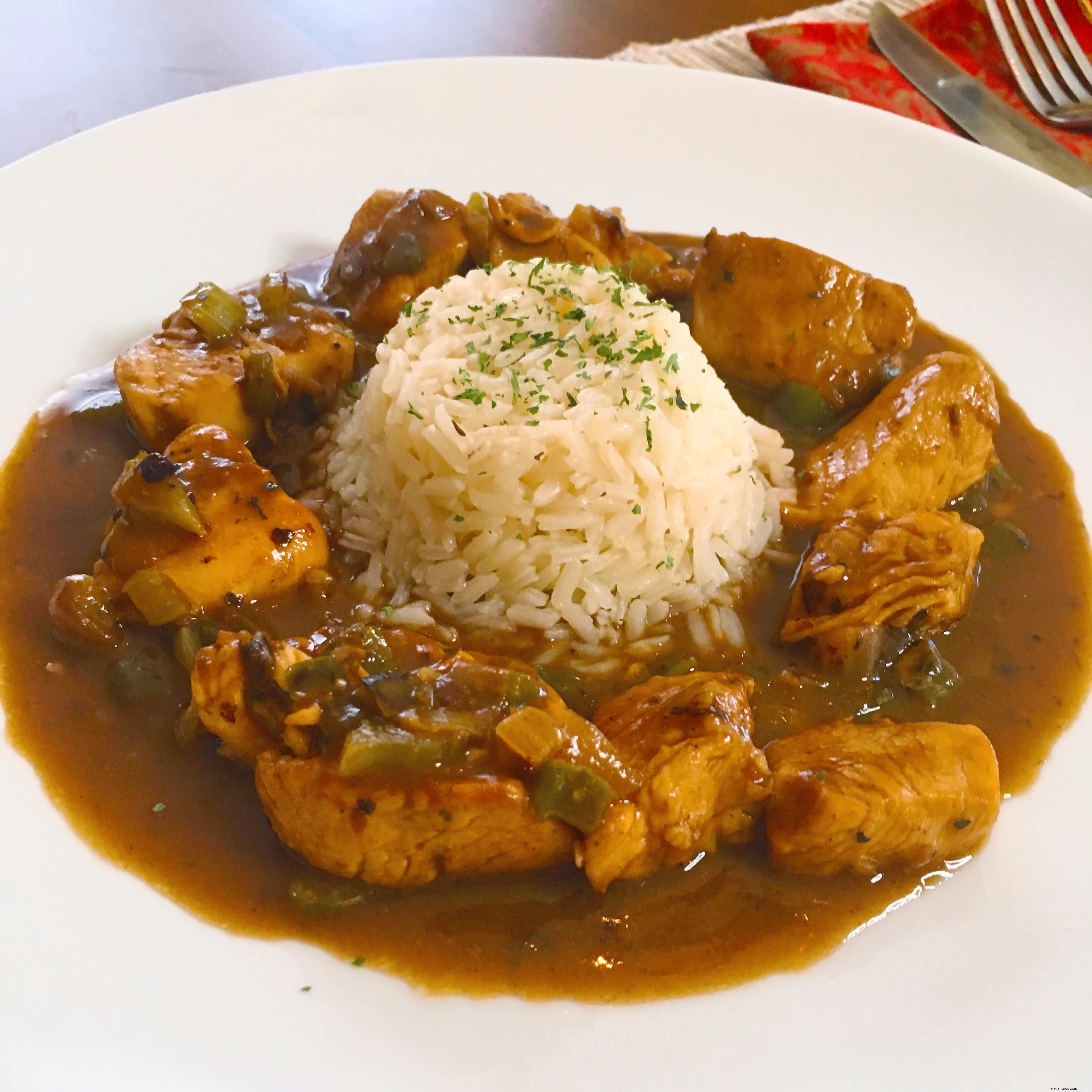 Poulet étouffé et riz parfait par Frank Brigtsen
